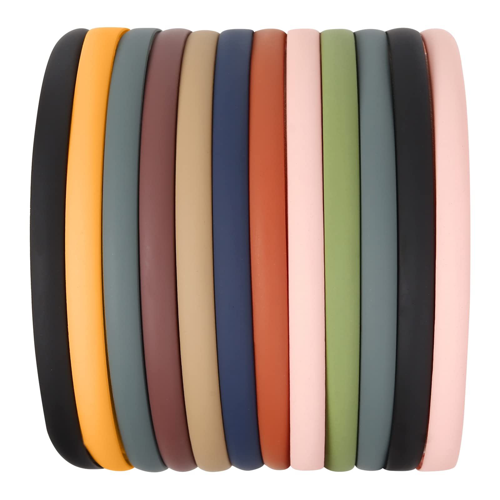 WOVOWOVO 8mm Thin Headbands For Women, 12 Pcs Plastic Headband with Teeth Simple Head Bands Combing Hairbands Hair Accessories f