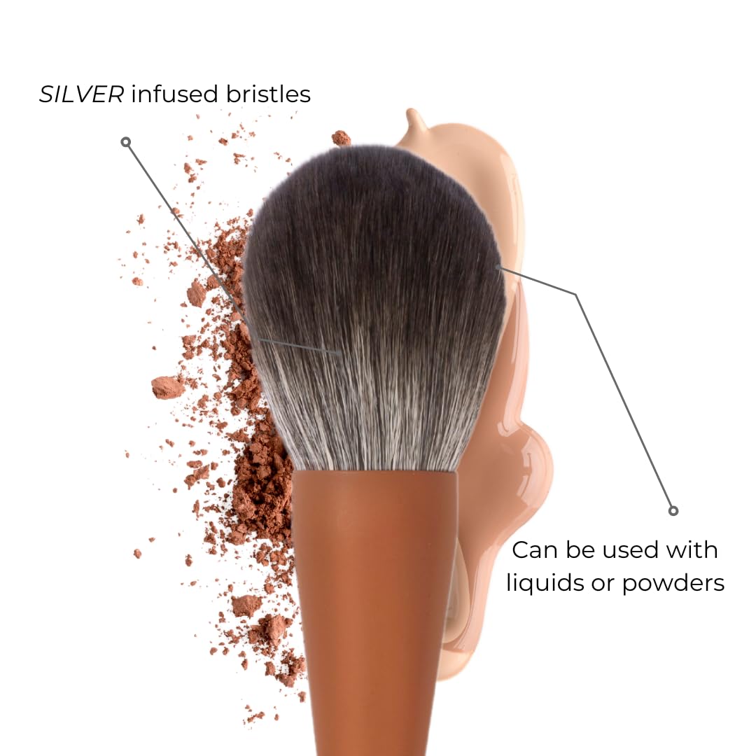 Makeup Brush Set- Brush Bubble Full Set Makeup Brushes For Liquid Foundation, Powders, Creams And Shadows. 11 Piece Vegan, Silve