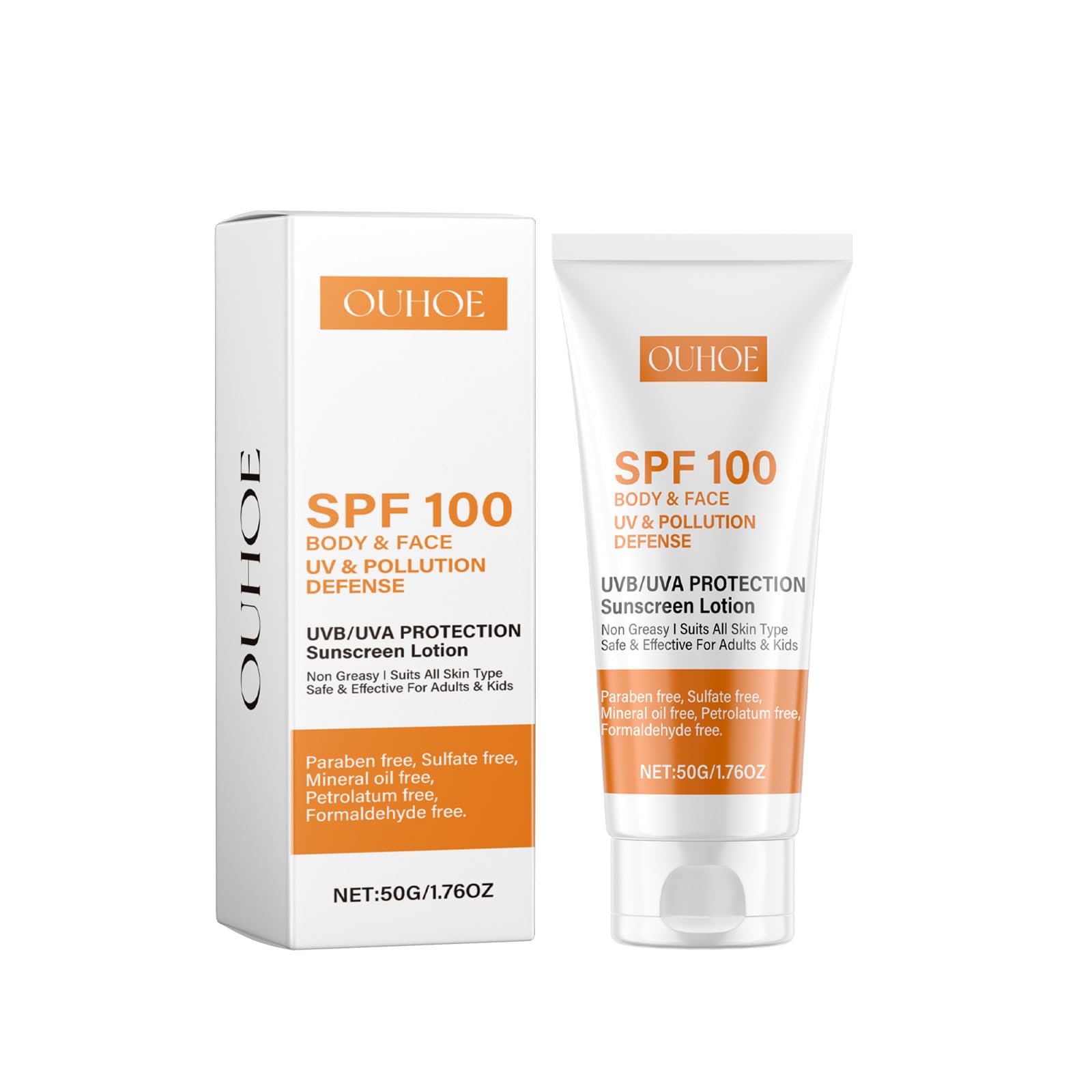 AMALIA Sunscreen SPF 100, Sunscreen For Body & Face, Broad Spectrum SPF + Antioxidants, Oil Free, For Sun Sensitive Skin