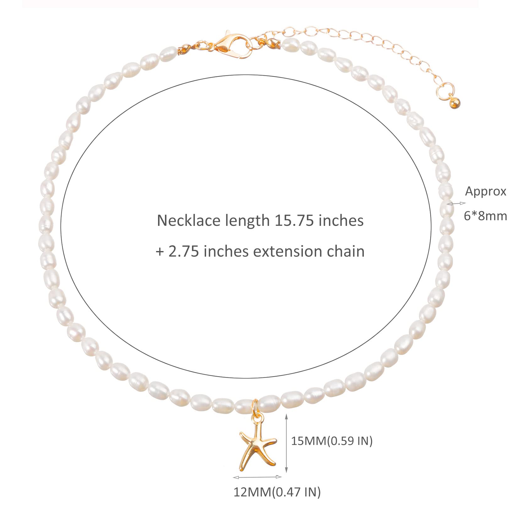 wgoud Natural Freshwater Pearl Beaded Choker Necklace for Women Teen Girls, Trendy Boho Handmade Beads Summer Fun Necklaces Jewe