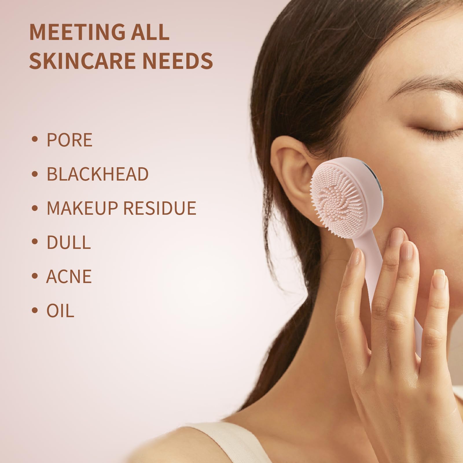 Vaomts Facial Cleansing Brush,Silicone Face Scrubber Exfoliator For Women Men,Waterproof Sonic Vibrating Face Brush Cleanser For