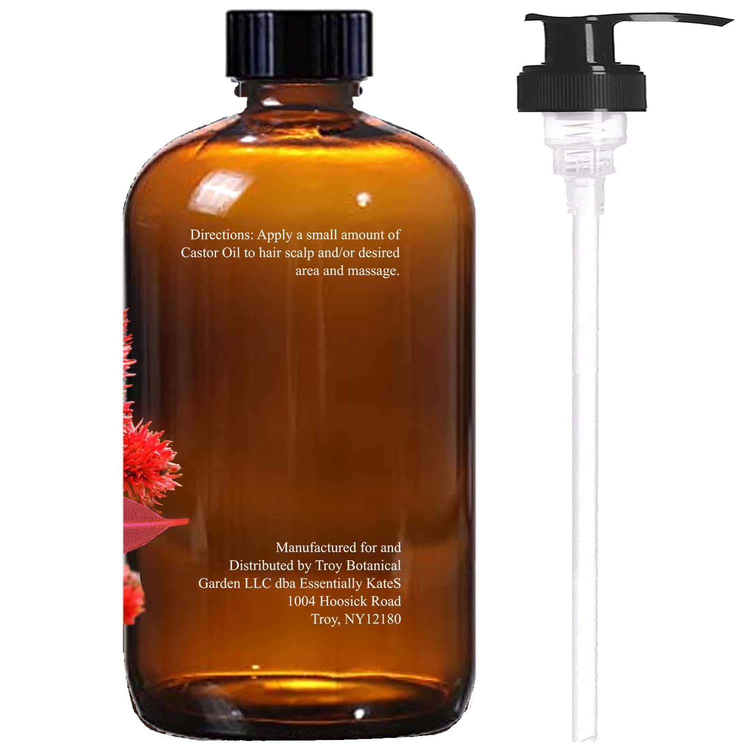 Castor Oil 16 Fl Oz (Glass Bottle) - Rosemary Peppermint Grapefruit Infusion - A Huge Glass Bottle With A Pump - 100% Pure And N