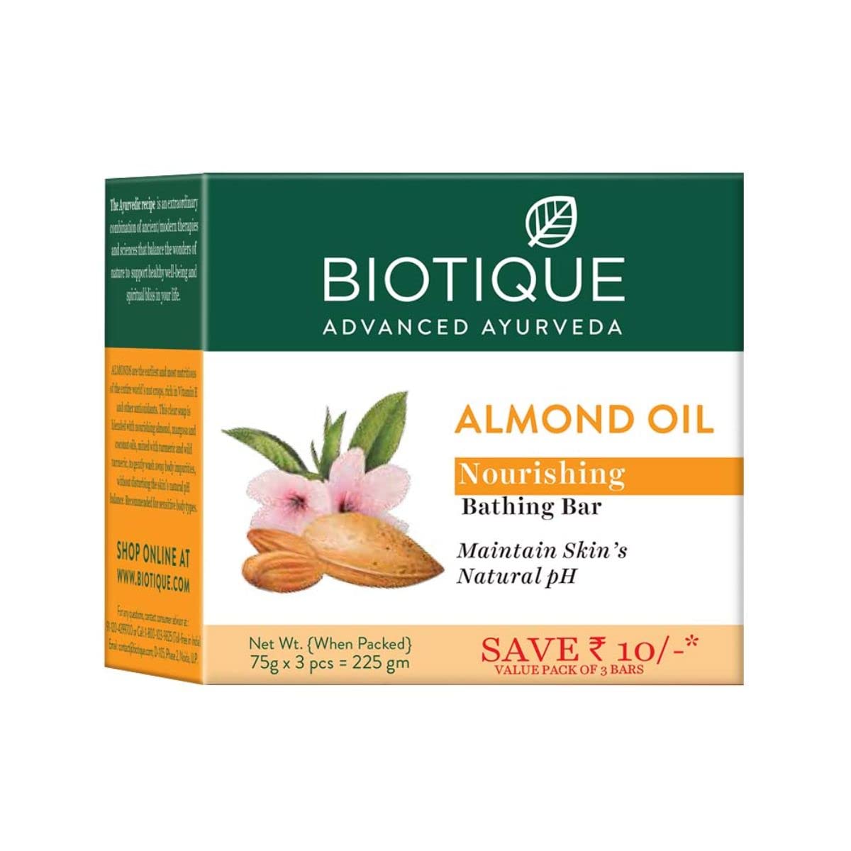 Biotique Almond Oil Nourishing Bathing Bar| Ayurvedic And Organically Pure| Maintains SkinS Natural Ph |100% Botanical Extracts|