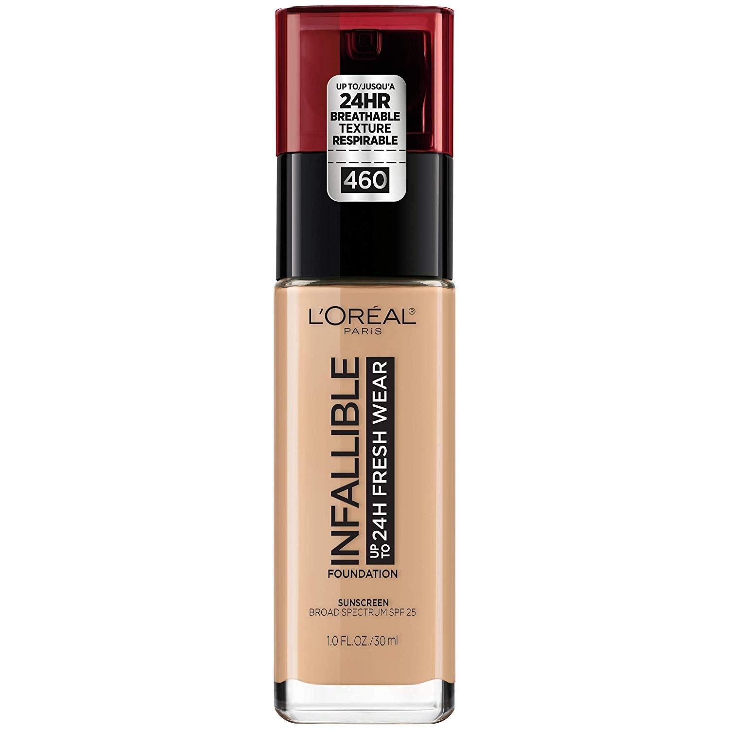 LOreal Paris Makeup Infallible Up to 24 Hour Fresh Wear Lightweight Foundation, Golden Beige, 1 Fl Oz.