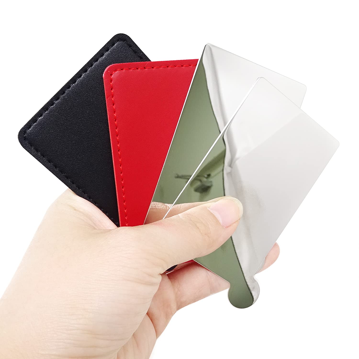 Honbay 2Pcs Stainless Steel Compact Pocket Mirror Unbreakable Small Purse Mirror Rectangular Handheld Travel Makeup Mirror With