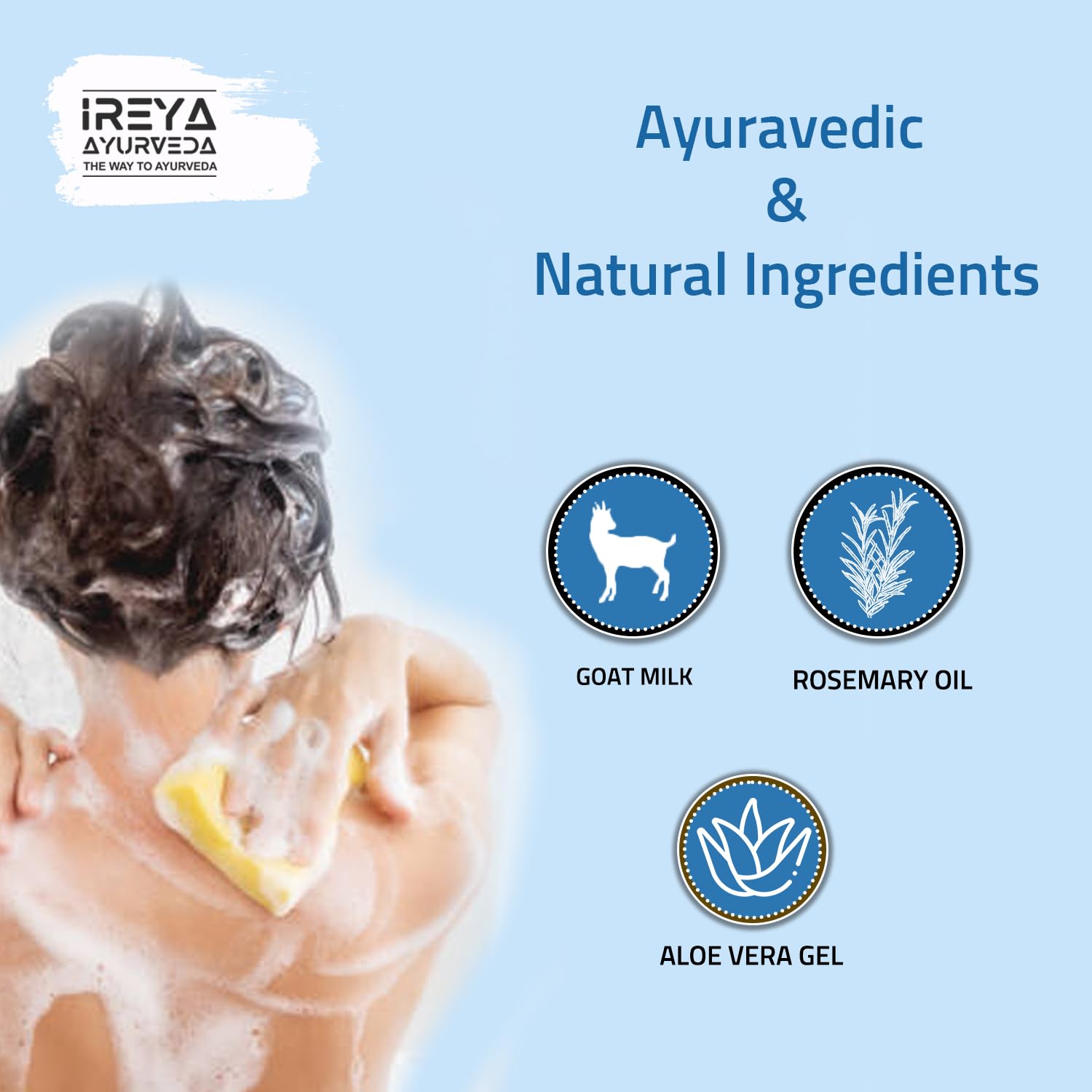 Ireya Ayurveda Goat Milk Soap - With Lavender Shea Butter & Aloe Vera extract 125 g (4.41 oz)| Moisturizing Cleansing | Free fro