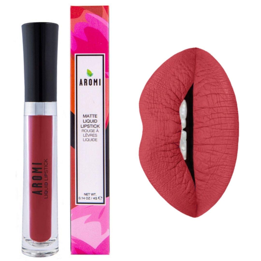 Aromi Brick Red Matte Liquid Lipstick | Warm, Earthy Burgundy Lip Color, Long-Lasting And Kiss-Proof, Vegan, Cruelty-Free, Water