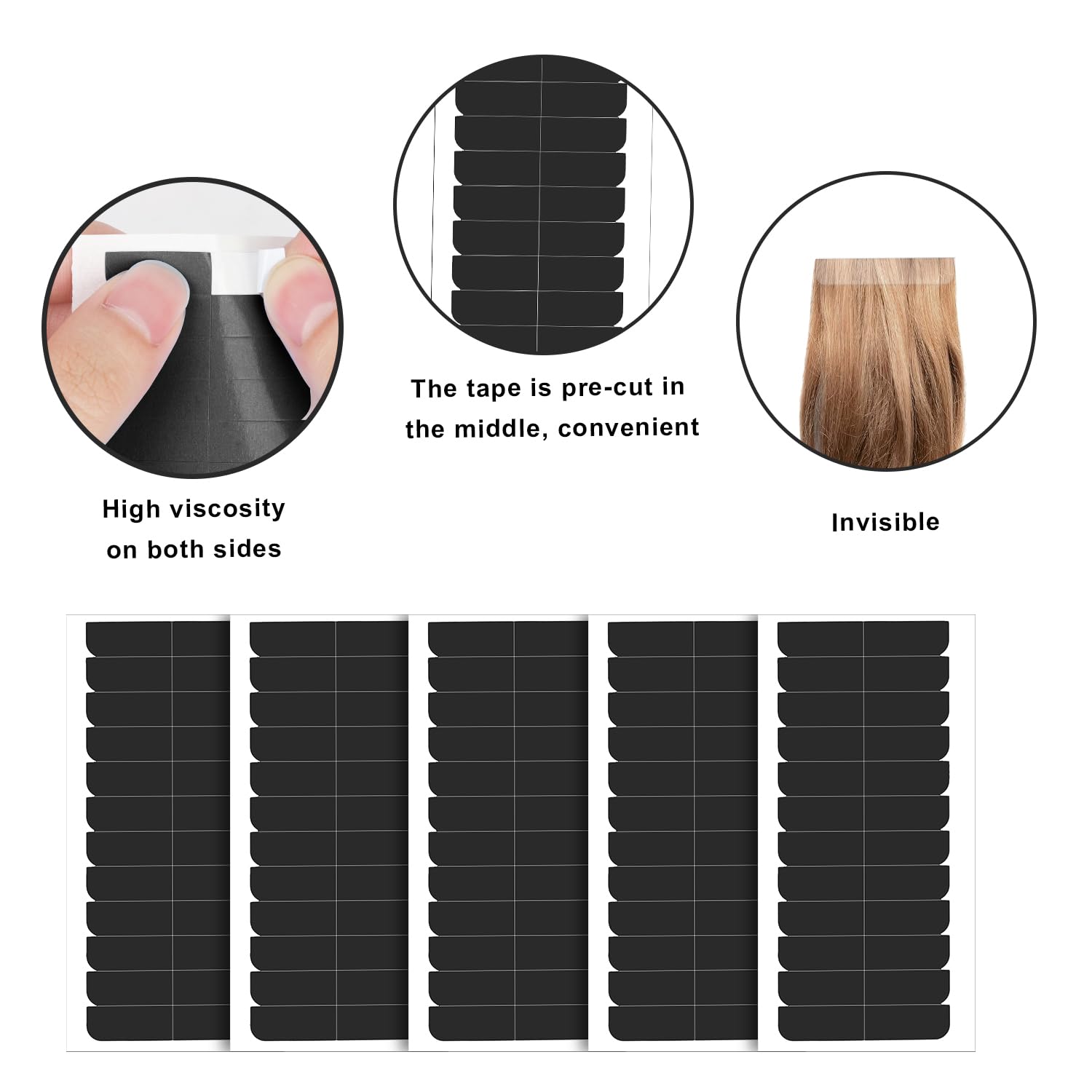 Nqeuepn 240Pcs Hair Extension Tape, Hair Replacement Adhesive Tape Double Sided Tape In Extension Tape Hair Extension Tabs Wig T