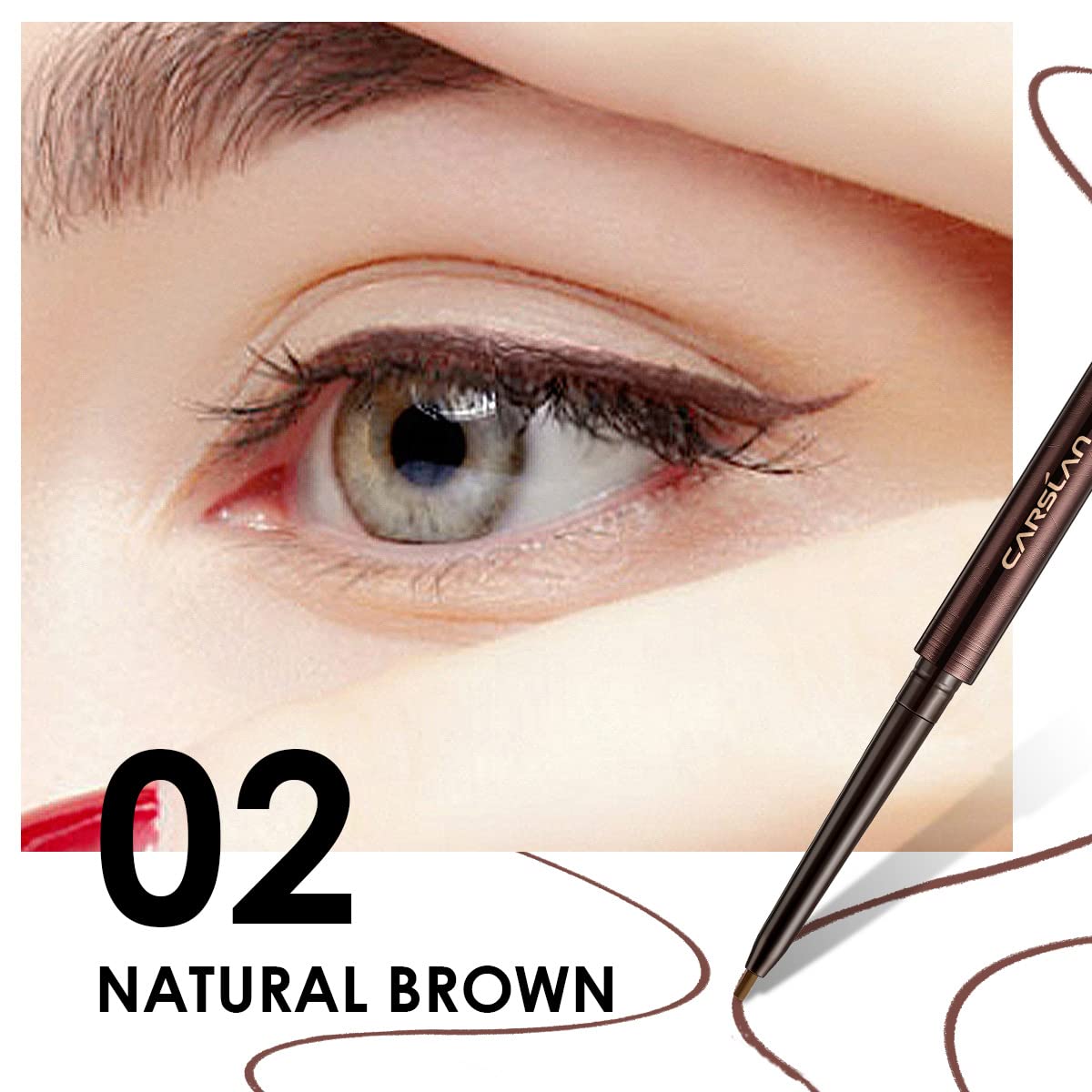 Carslan Gel Eyeliner Pencil, Waterproof & Smudgeproof 12H Longwear Retractable Eye Liner With Ultra-Fine Tip Eye Makeup For Wome