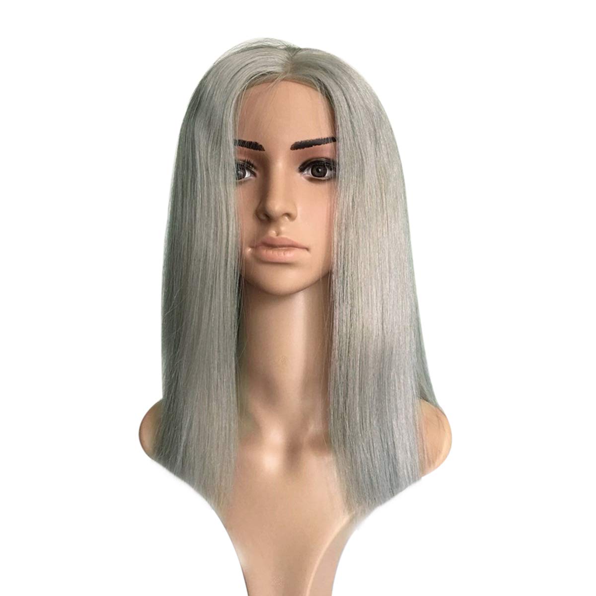 13x4 Grey HD Lace Front Wig Human Hair 16 Inch silky Straight Grey Bob Wigh Human Hair Transparent Lace Frontal Wigs for Women P