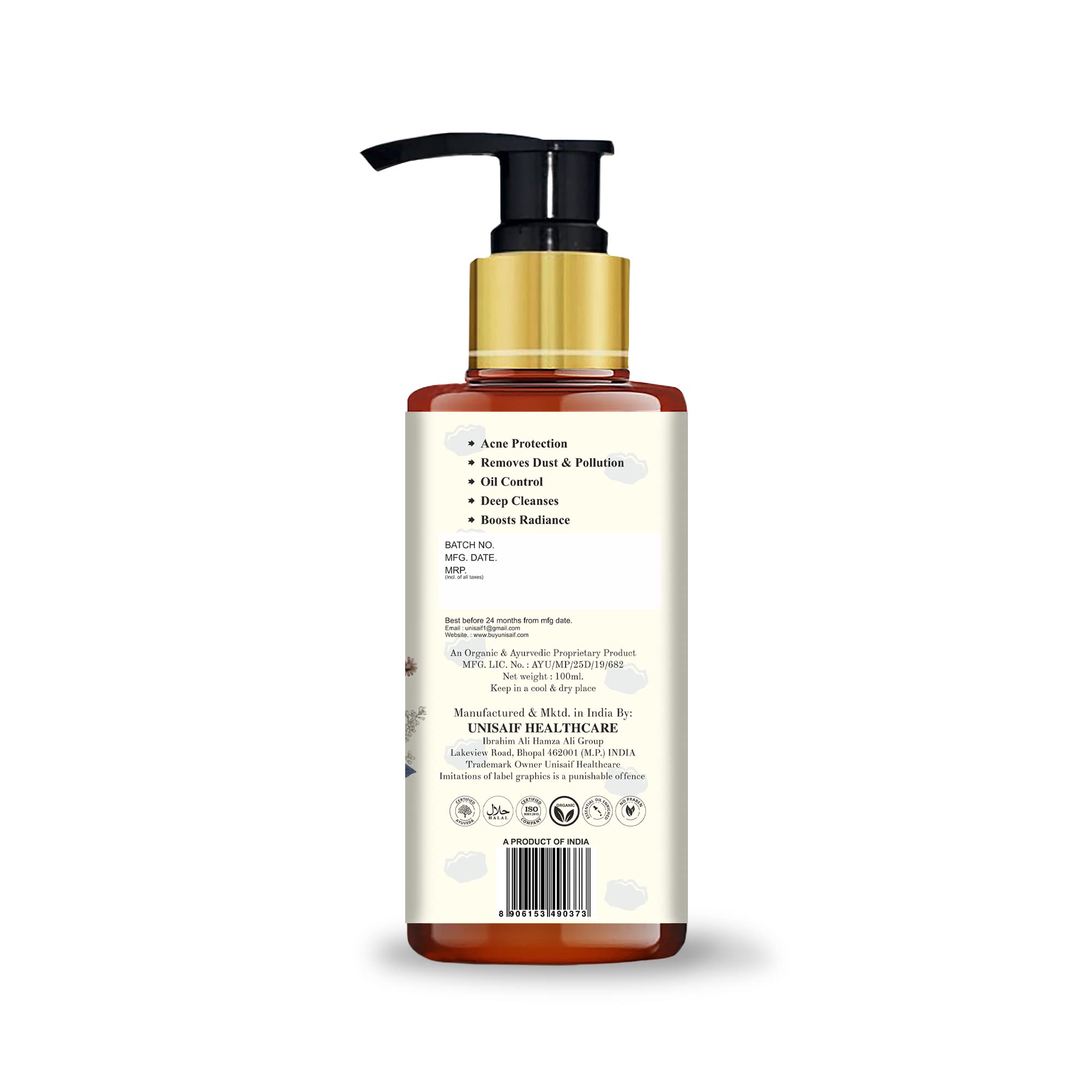 Unisaif Transcoal Charcoal Face Wash - Natural Charcoal Face Wash Men & Women | Acne Prevention Exfoliating Face Wash | Oil Cont