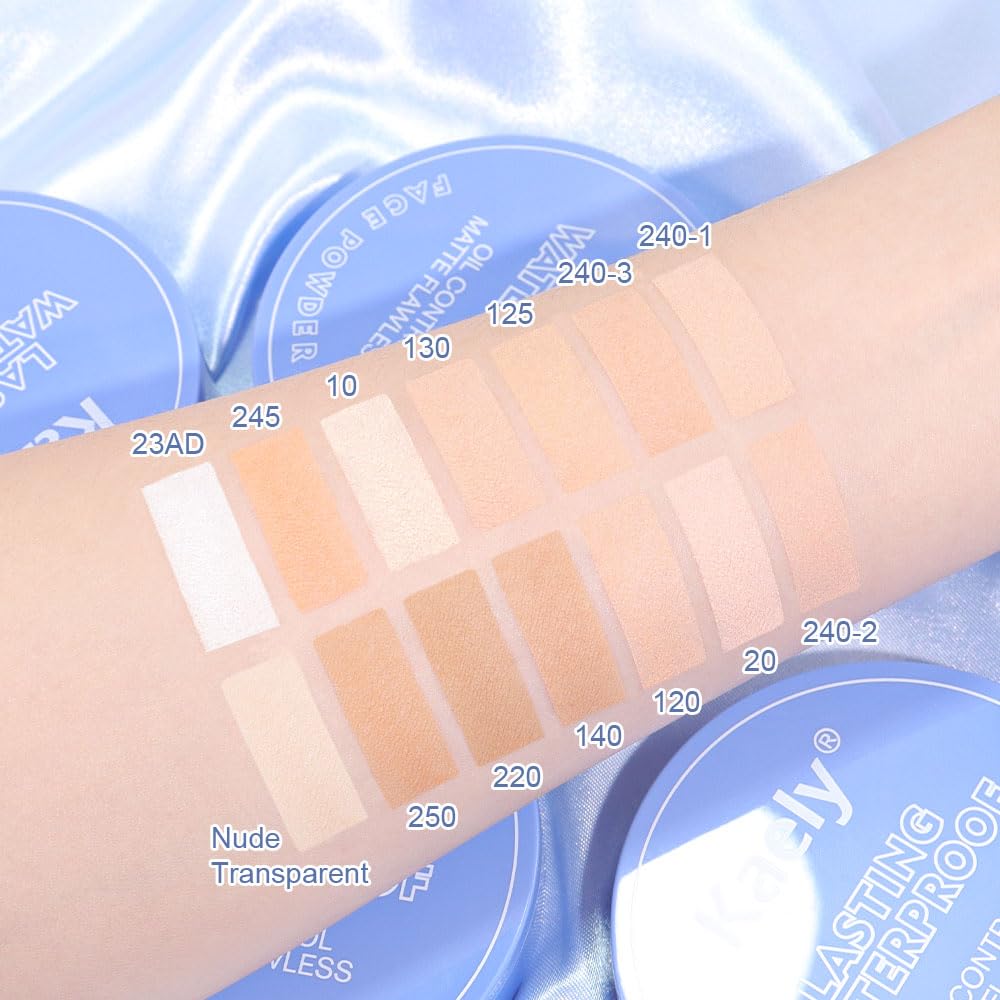 Kaely Oil Control Face Pressed Powder,Perfection Matte Compact Powder,Long Lasting Waterproof Finishing Powder Makeup,Polvo Comp