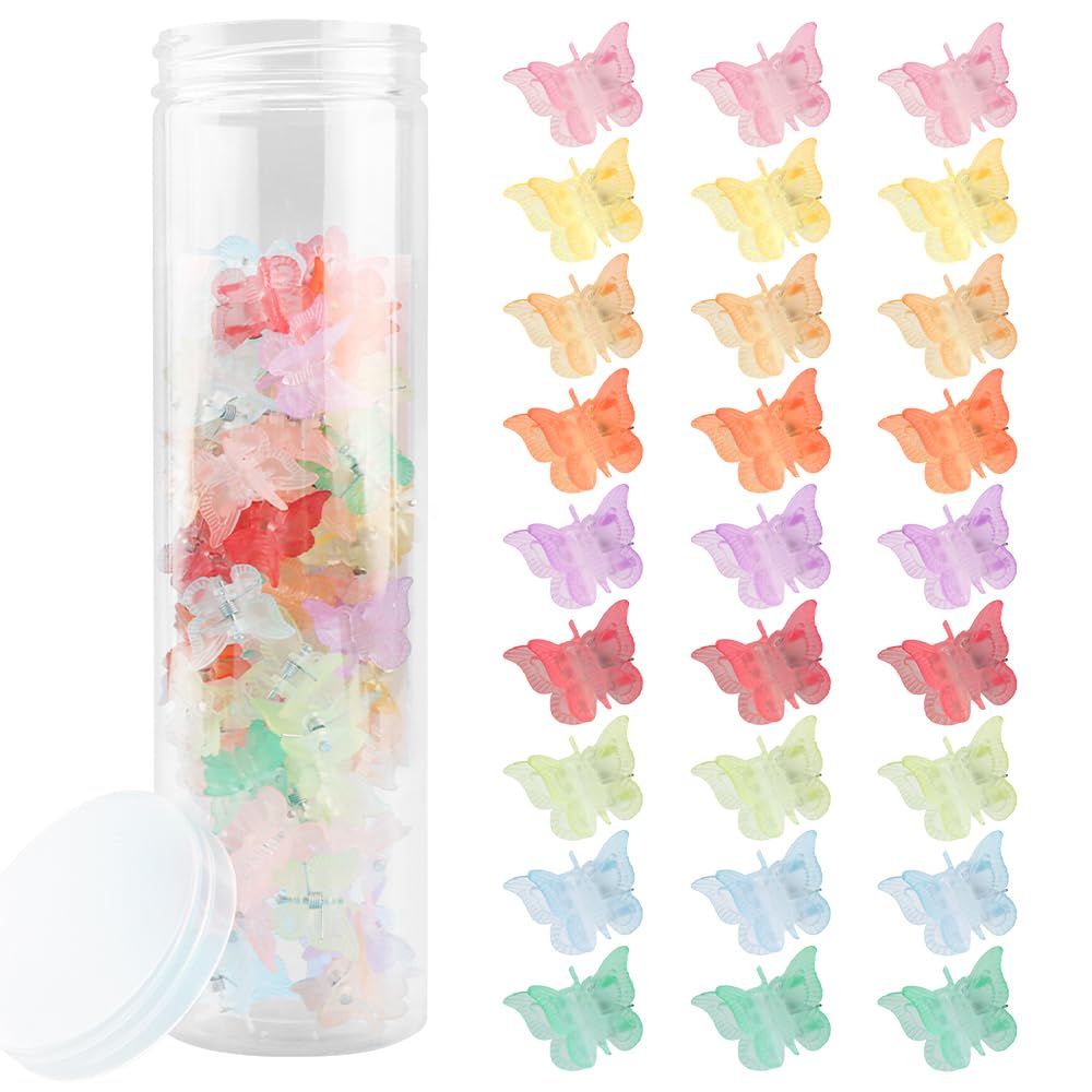 Ahoney 60PCS Mini Butterfly Hair Clips for Hair with Box Glitter 90s Y2k Hair Accessories for Girls Women 04