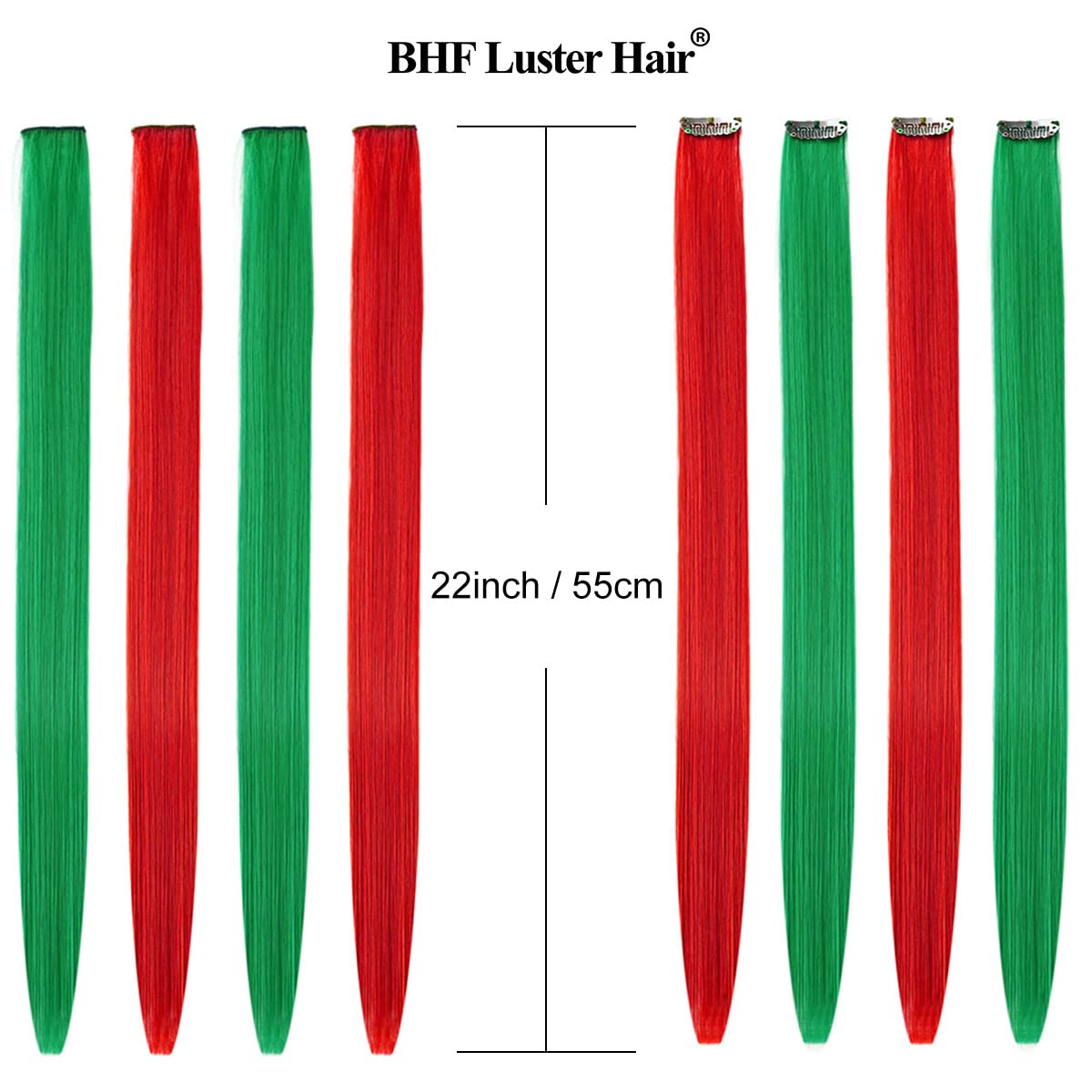 Bhf Green Red Hair Extensions Clip In Halloween Hair Accessories For Kids Girls Women Bright Vibrant Neon Hair Extensions Fairy