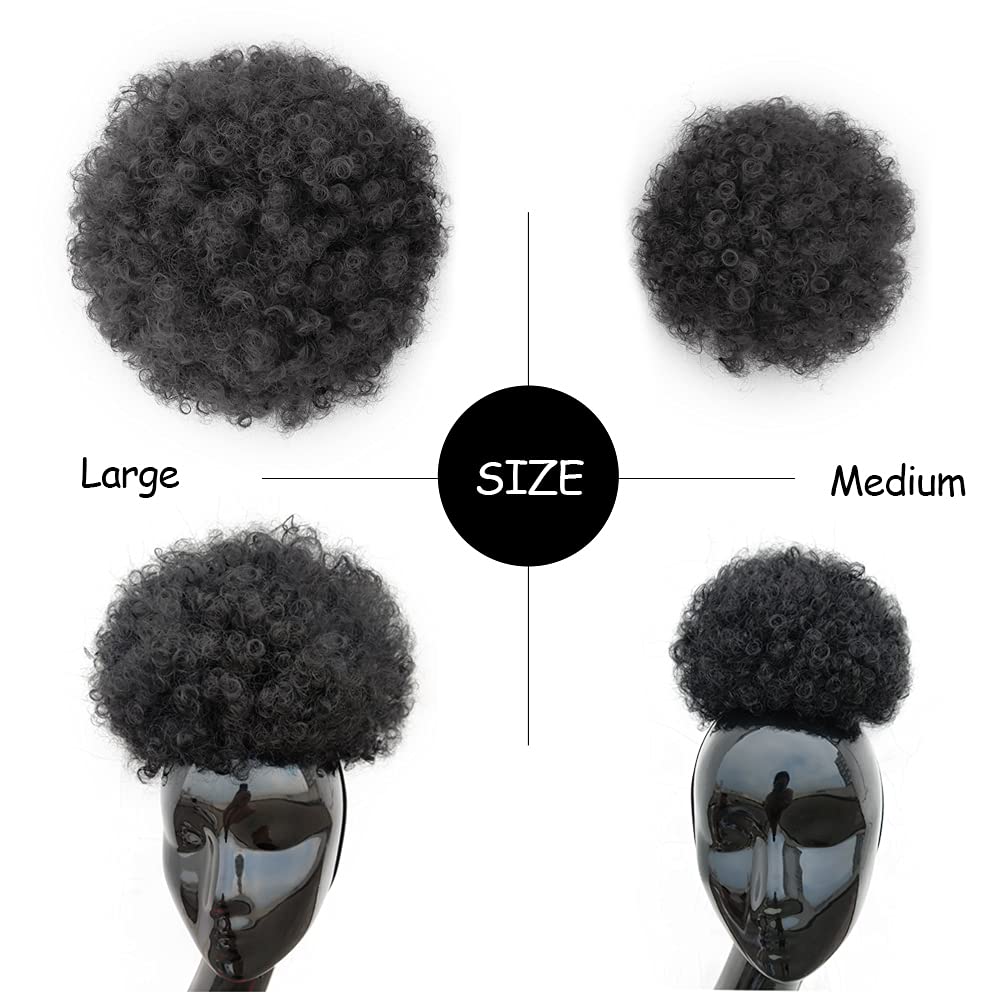 Yinmei Baibian Ombre Brown Kinky Curly Afro Puff Drawstring Ponytail Synthetic Bun Extensions Hairpieces Updo Hair With Two Clip
