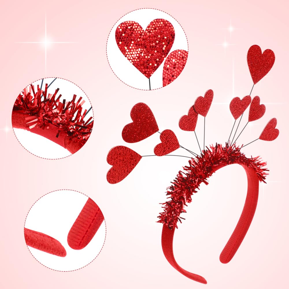Aiupuoc Sequin Heart Headband Valentine Headbands Heart Head Boppers Hair Accessories Hair Band Holiday Decorations 1Pcs