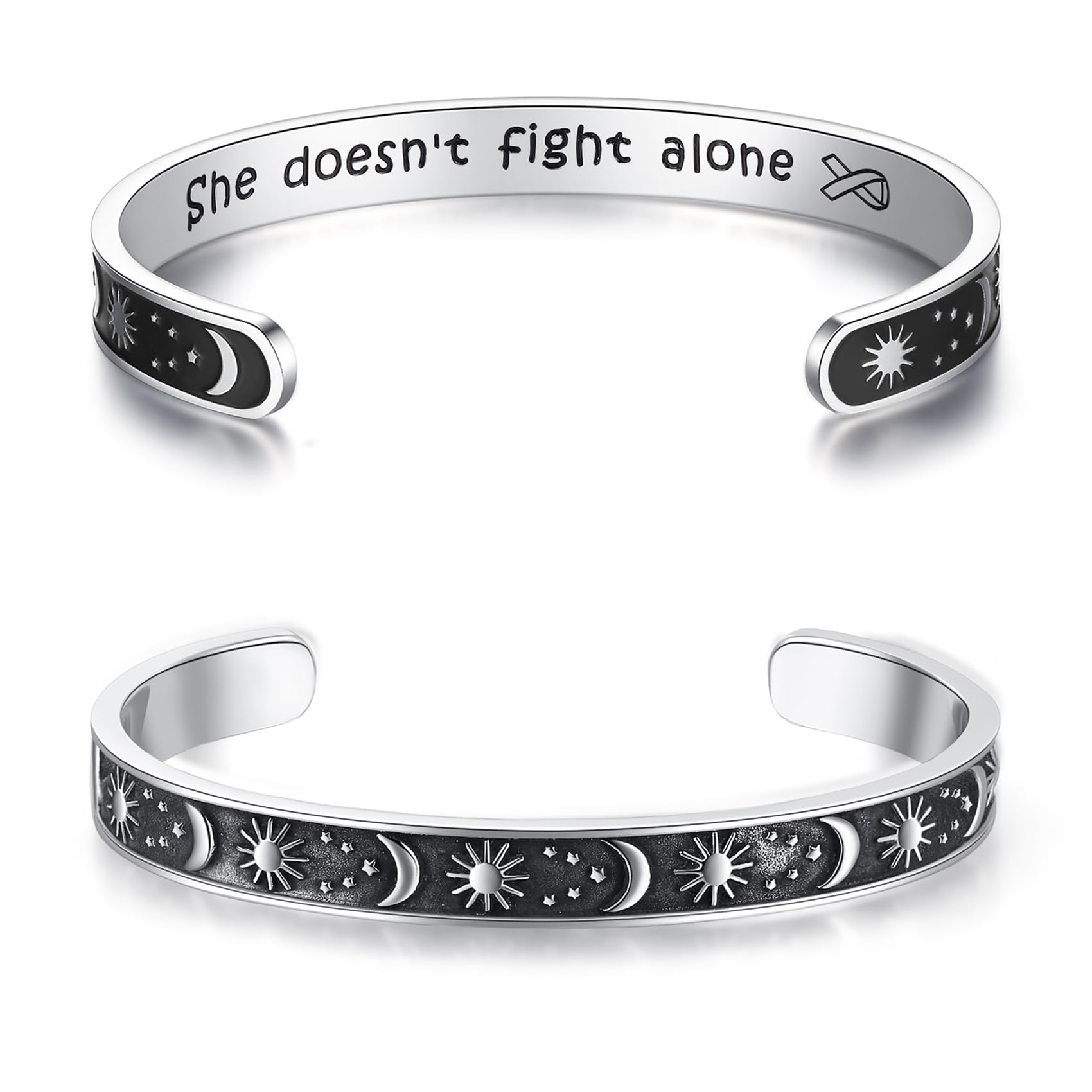 TONY & SANDY Breast Cancer Gifts for Woman She Doesn 't Fight Alone Bracelet Warrior Awareness Inspirational Cancer Survivor Gif
