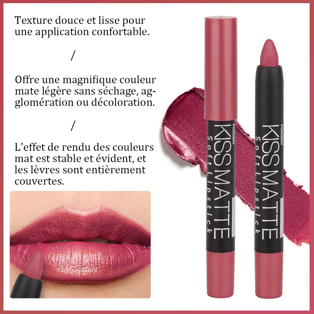 Evpct 3Pcs Light Natural Pink Metallic Matte Lip Liner Pencil Crayon And Lipstick Set Long Lasting Waterproof Dnm Matching Lipst