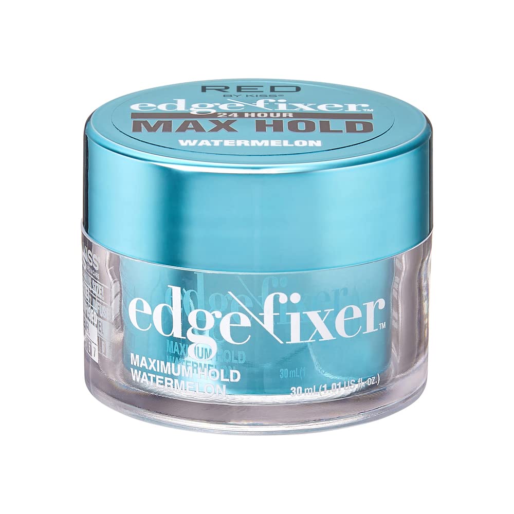 Red By Kiss Edge Fixer 24 Hour Maximum Hold Edge Wax No Flaking Biotin B7 Infused Hair Gel 1.01 Fl.Oz (Watermelon)
