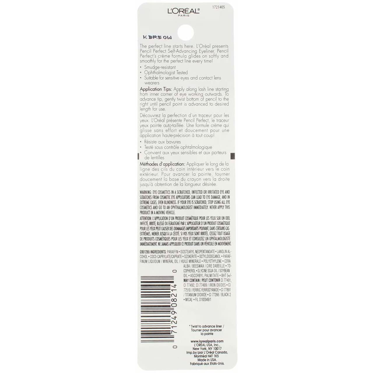 L'Or  al Paris Pencil Perfect Self-Advancing Eyeliner, 130 Espresso (Pack of 2)