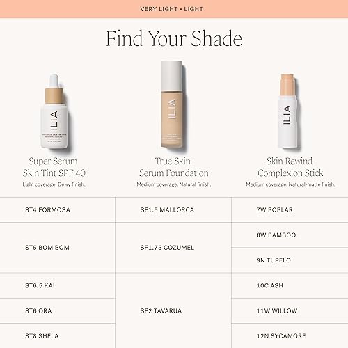 ILIA - True Skin Serum Foundation  cruelty-Free, Vegan, clean Beauty (Mallorca SF15)