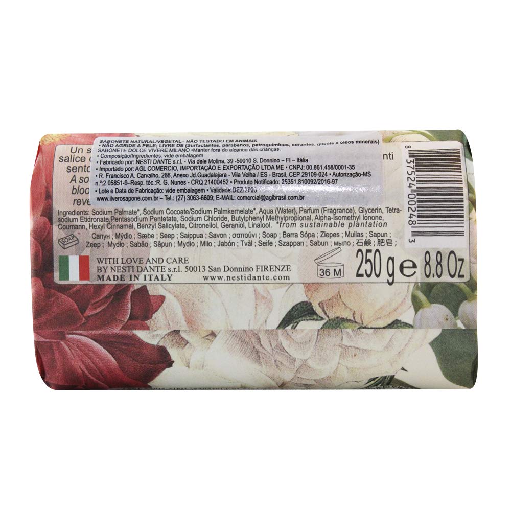 Dolce Vivere Milano Lily Of The Valley, Willow Tree & Oak Musk Fine Natural Soap Bar, 250 G