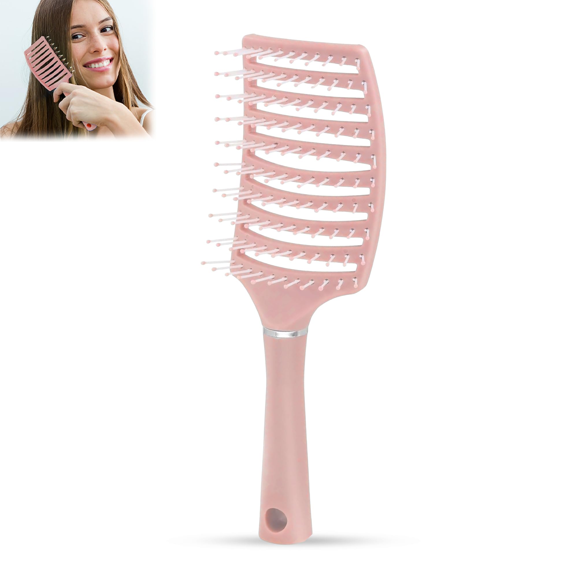 Glun Portable Detangling Hair Brush Pack Of 1 Pink Colour, Curly & Straight Hair Brush For Women & Men Accessories Use In Salon,