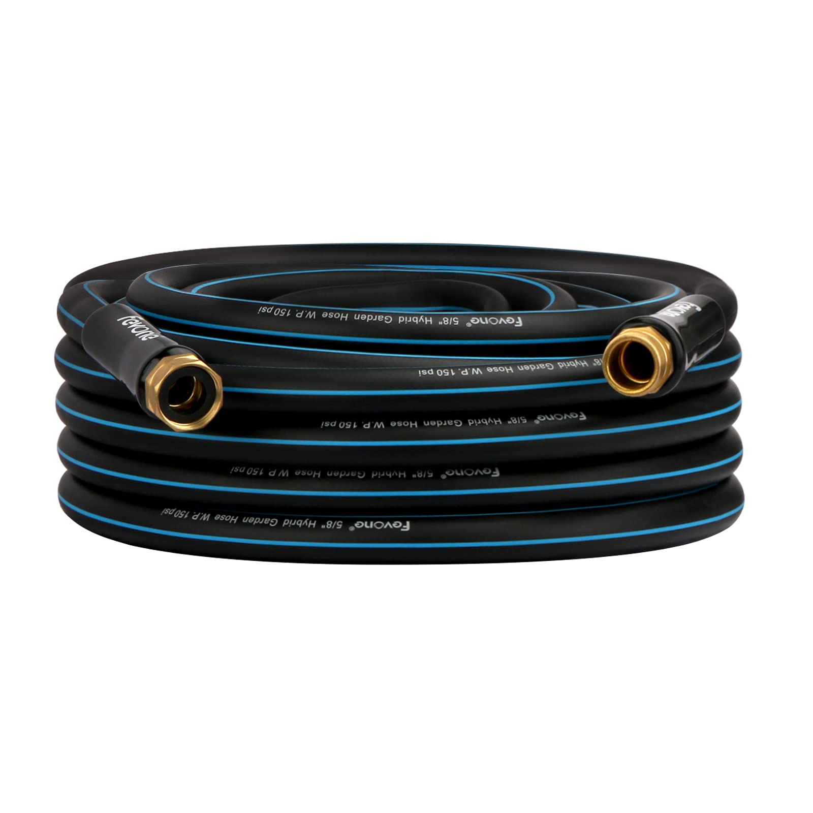 Fevone Garden Hose 50 Ft Heavy Duty Water Hose 58 Garden Hose 50 Feet Lightweight Garden Hose, 34 Solid Brass Fittings
