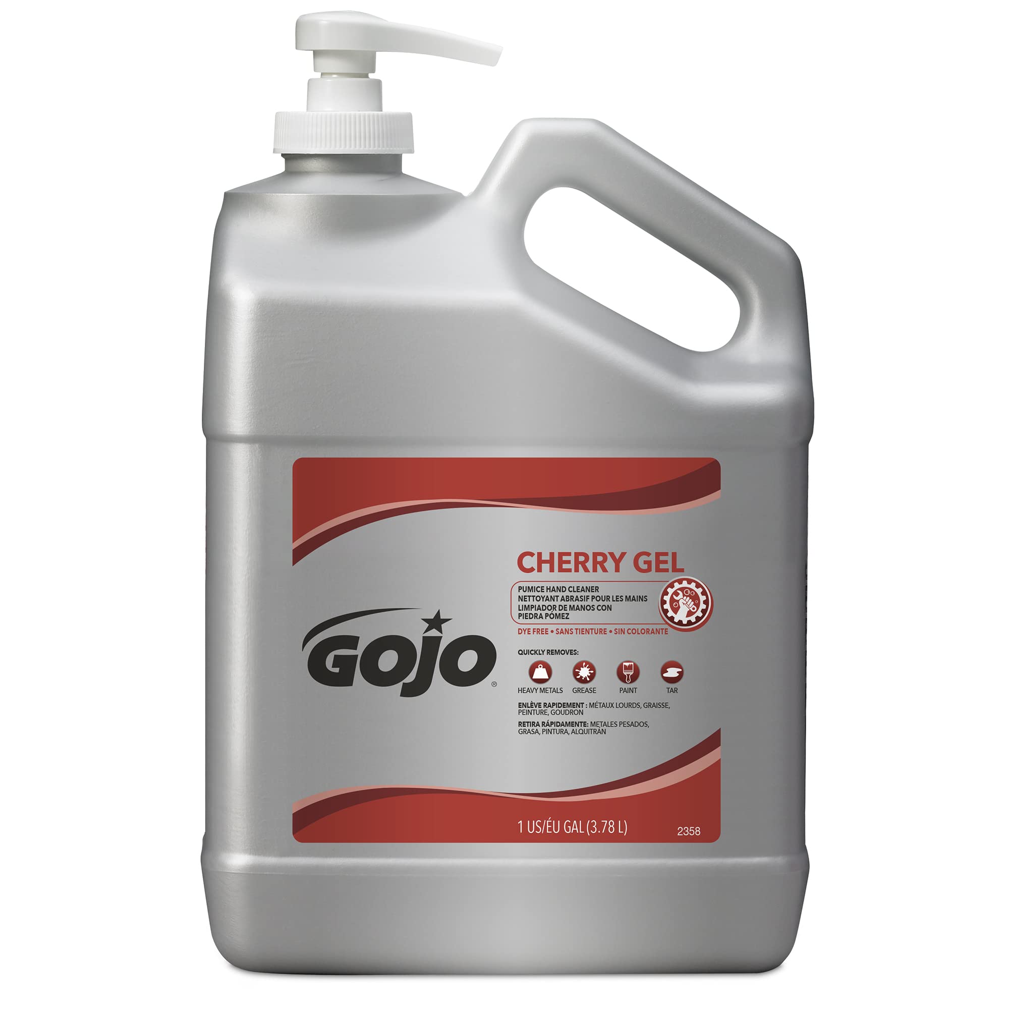 Gojo Cherry Gel Pumice Hand Cleaner, Cherry Fragrance, 1 Gallon Hand Cleaner With Pumice In Pump Bottle (Pack Of 1) - 2358-02