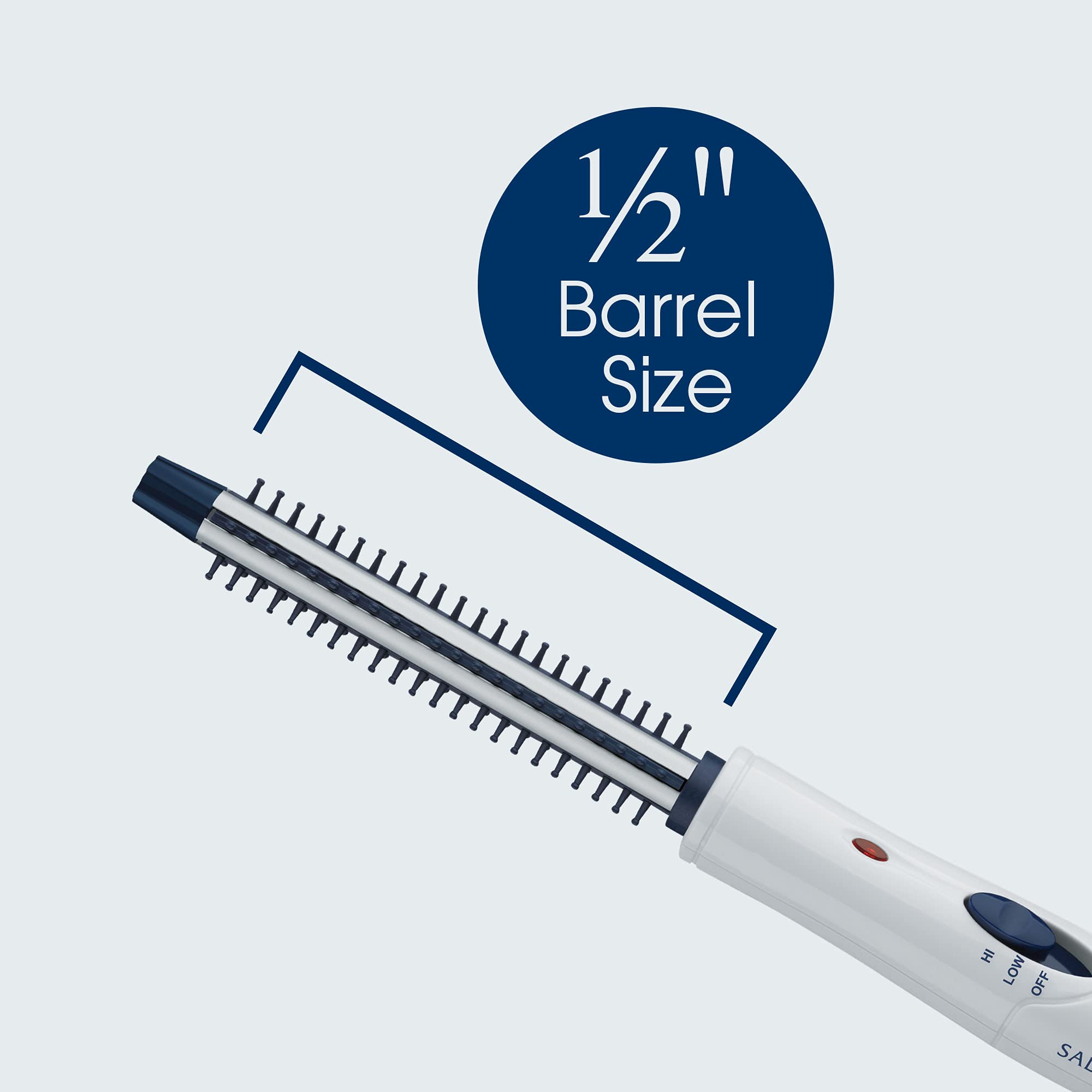 Salon Edition Hair Styling Brush Iron - 1/2" Plastic Brush for Smooth 2nd Day Hair Styles - White Model SE1512