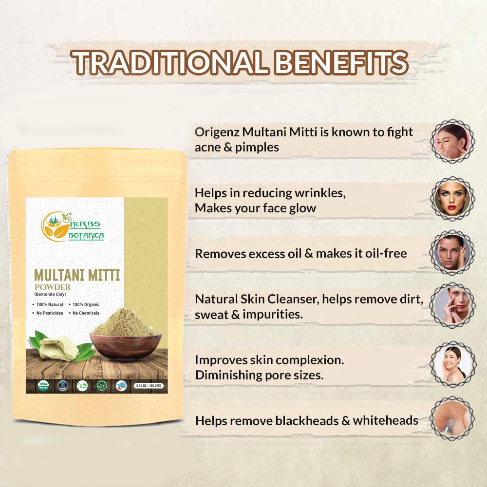 Multani Mitti Earth Clay Bentonite Clay 100% Organic Clay Mask Face Mask Skin Care Indian Healing Kaolin Clay Indian Deep Pure G