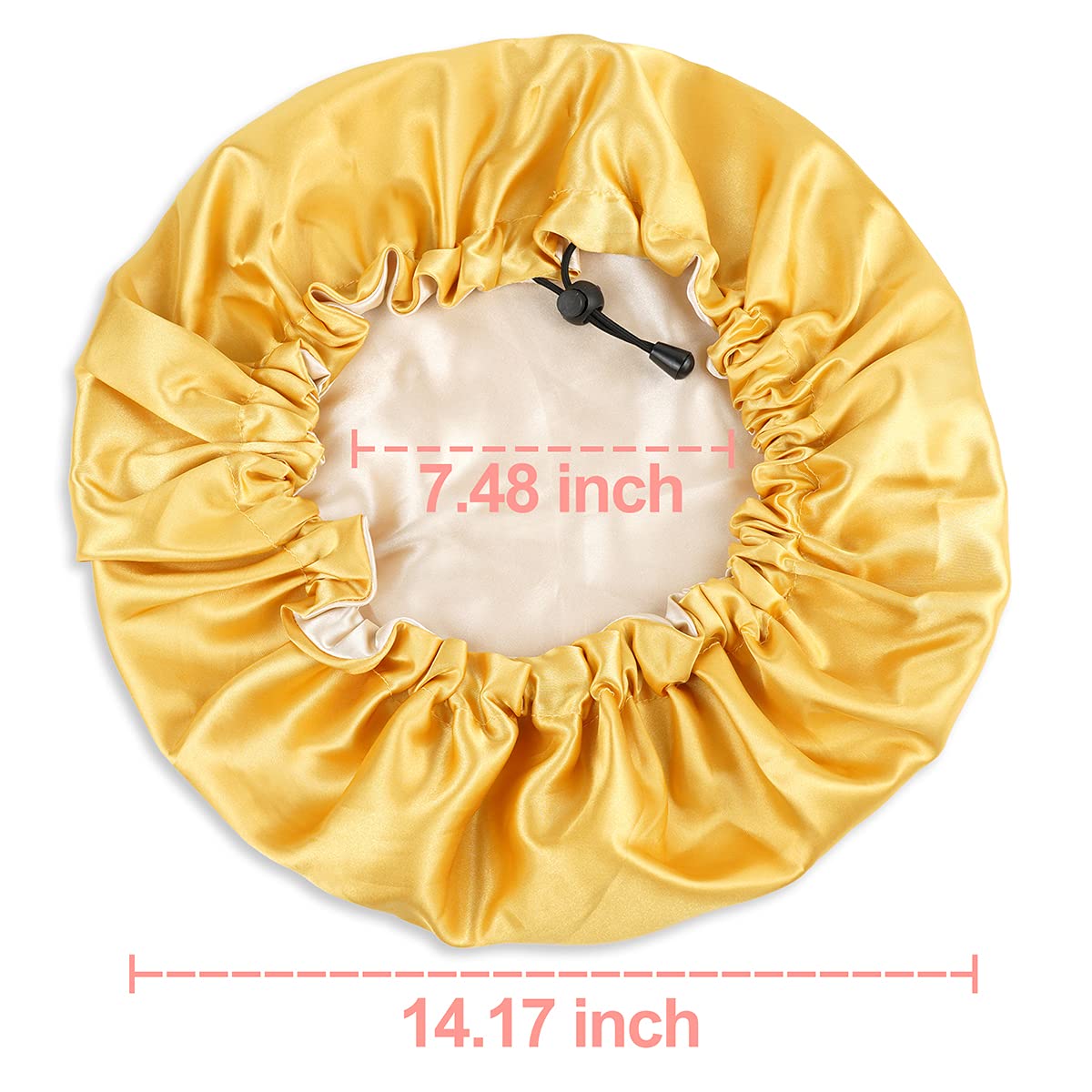 CHORHA Satin Sleep Cap,Double-Sided Adjustable Sleep Bonnet,Bonnet Cap for Sleep Yellow
