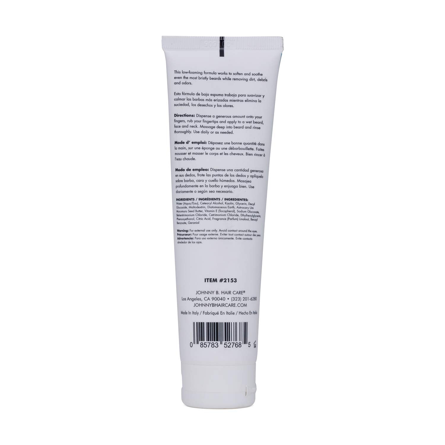 Johnny B. Refreshing Beard Wash, Softens And Soothes Facial Hair 3.3 Oz.