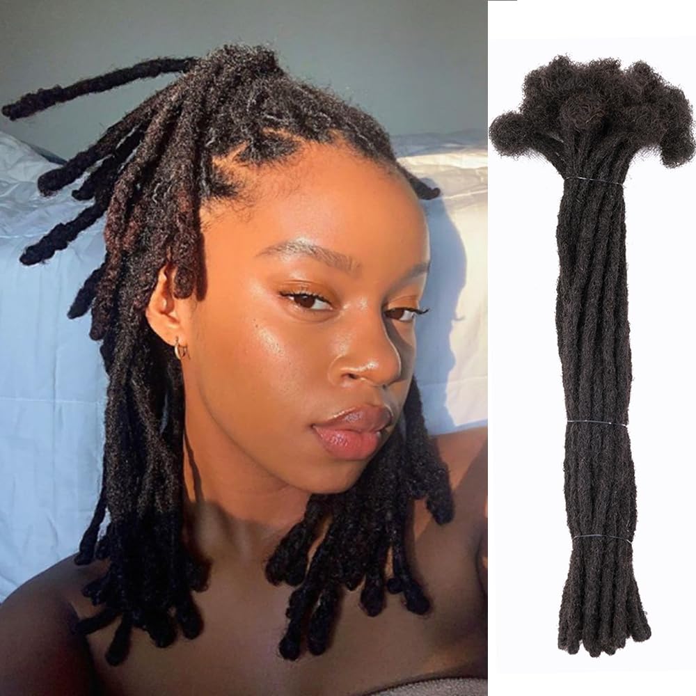 0.4cm Width Loc Extensions Human Hair, Thin Dreadlock Extensions 10 Inches 60 Strands Soft and Thin Dreadlock Extensions Human H