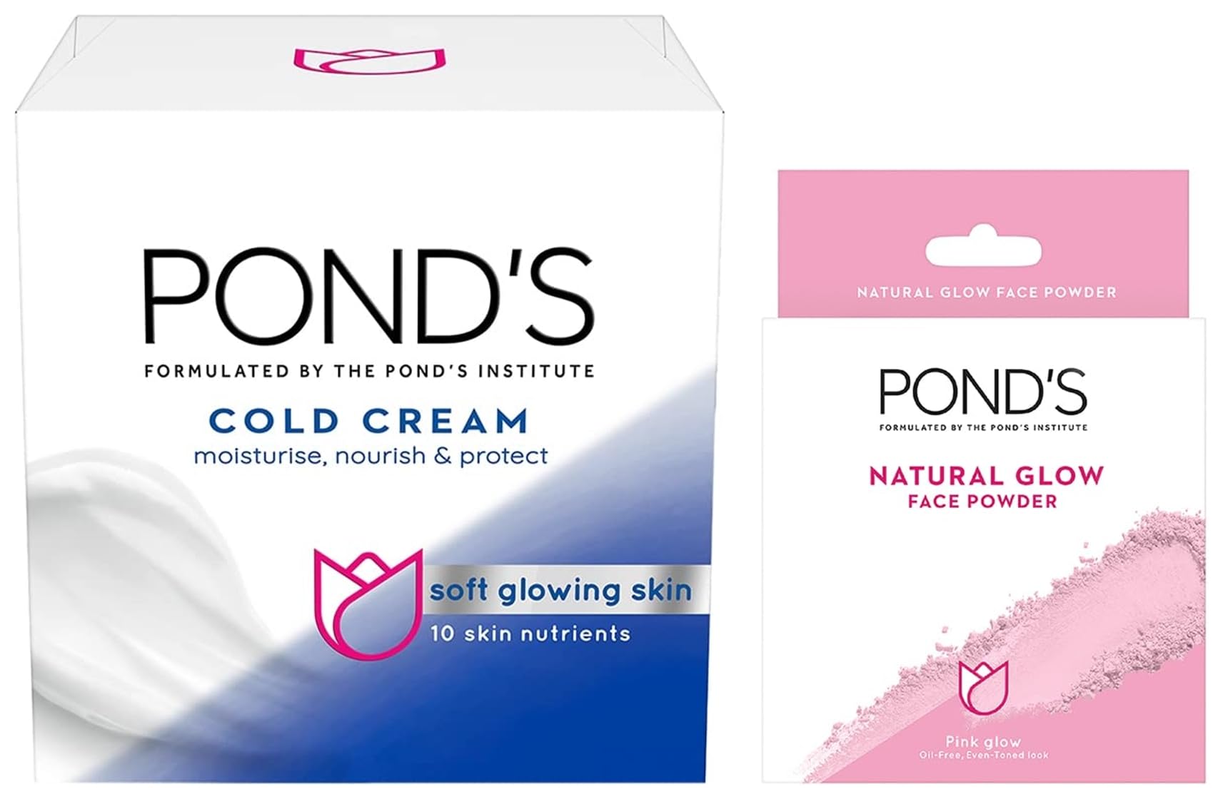 PondS Moisturising Cold Cream, 102Ml & PondS Natural Glow Face Powder, Pink Glow  30G