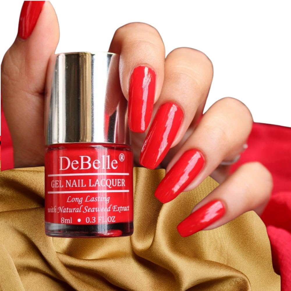 Debelle Gel Glossy Finish Nail Polish French Affair (Scarlet Red), 8 Ml - Enriched With Natural Seaweed Extract, Cruelty Free, T