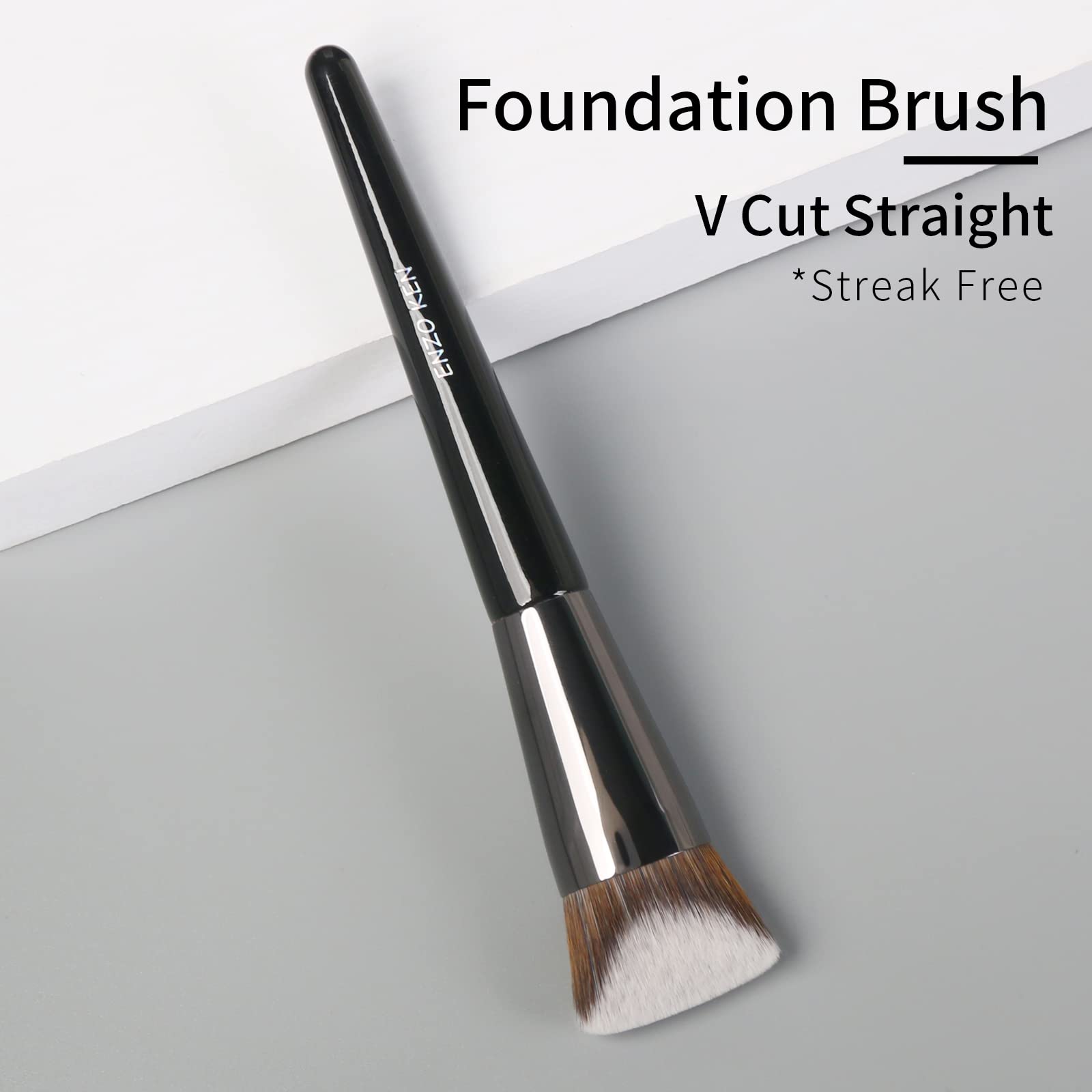 Angled Foundation Brush For Liquid Makeup By Enzo Ken, Contour Foundation Brush, Cream Contour Brushes For Cream Makeup, Pinnacl