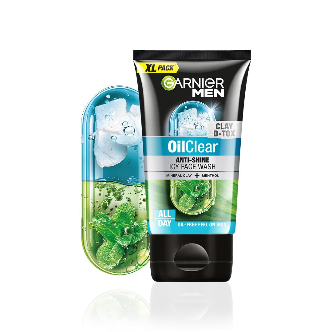 Garnier Men Oil Clear Clay DTox Deep Cleansing Icy Face Wash, 155 G
