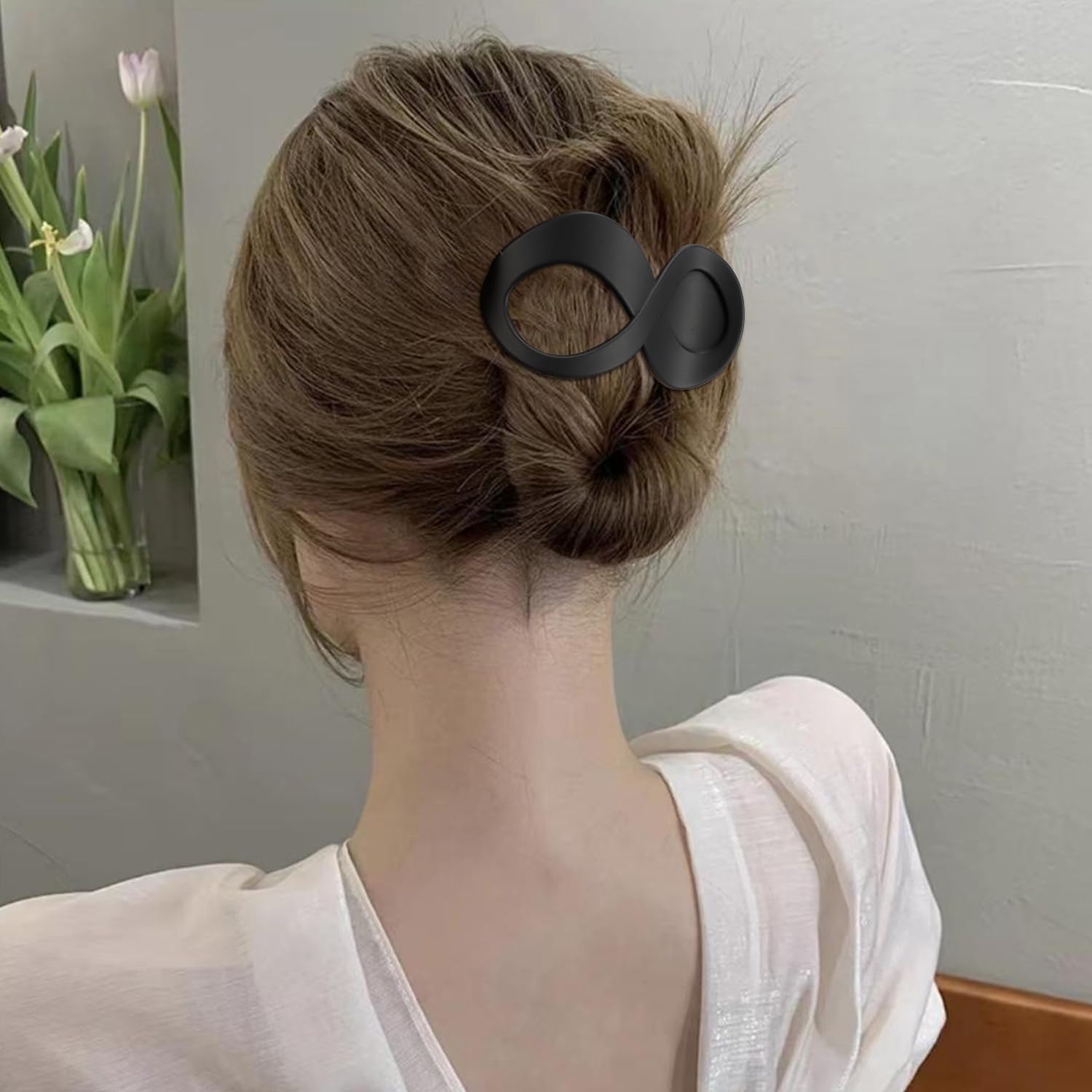 Atoden Black Flat Hair Clips For Thin Hair 4Pcs French Concord Hair Clips 3.4'' Lay Down Flat Hair Claw Clips For Medium Thick H