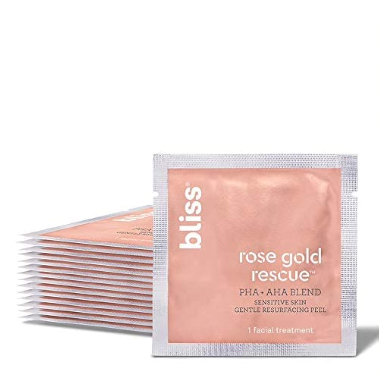 Bliss Rose Gold Rescue Daily Peel - 15 ct | Vegan & Paraben-Free | 8% PHA + AHA Blend for Sensitive Skin | Targets Dull Skin, Wr