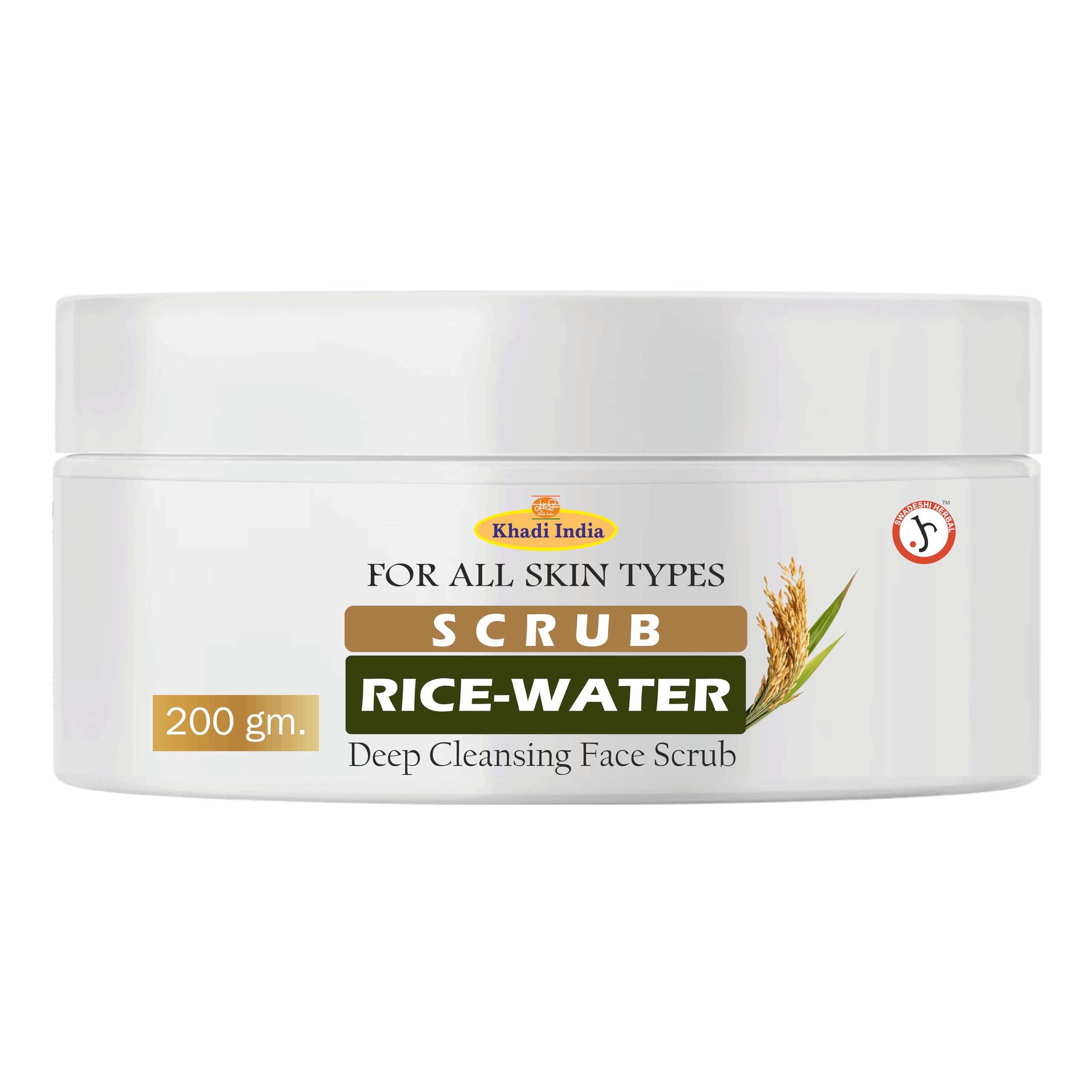 Khadi 100% Pure & Herbal Rice Ceramide Scrub - Nourishing & Barrier-Repair Face & Body Exfoliator - 200G