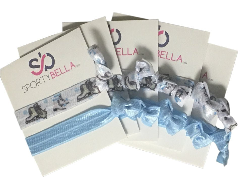 Infinity Collection Figure Skating Hair Accessories, No Crease Ice Skating Hair Ties Set of 5, Skate Party Favors