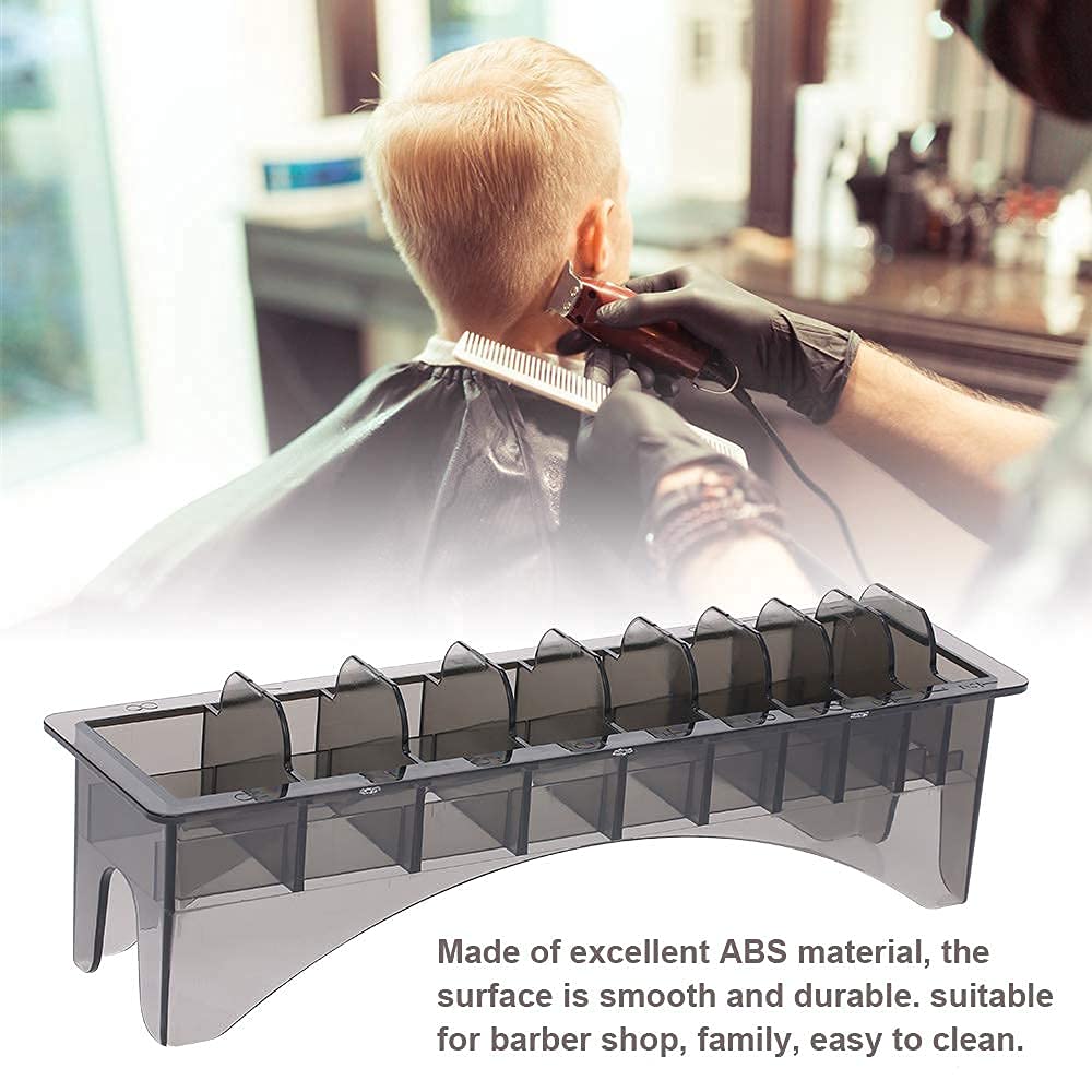 Rectangular Plastic Guide Comb Storage Box, Universal 10 Grid Base for Electric Hair Clipper Limit Comb Hair Tools Supplies Stor