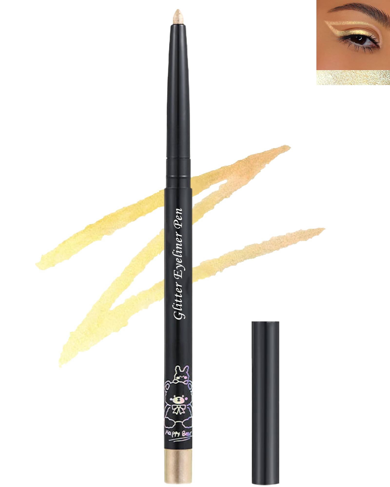 Chameleon Glitter Eyeliner Gel Pencil,Metallic Shimmer Gold Sliver Colored Gel Eyeliner Pen,Longlasting Waterproof Eye Liner Eye