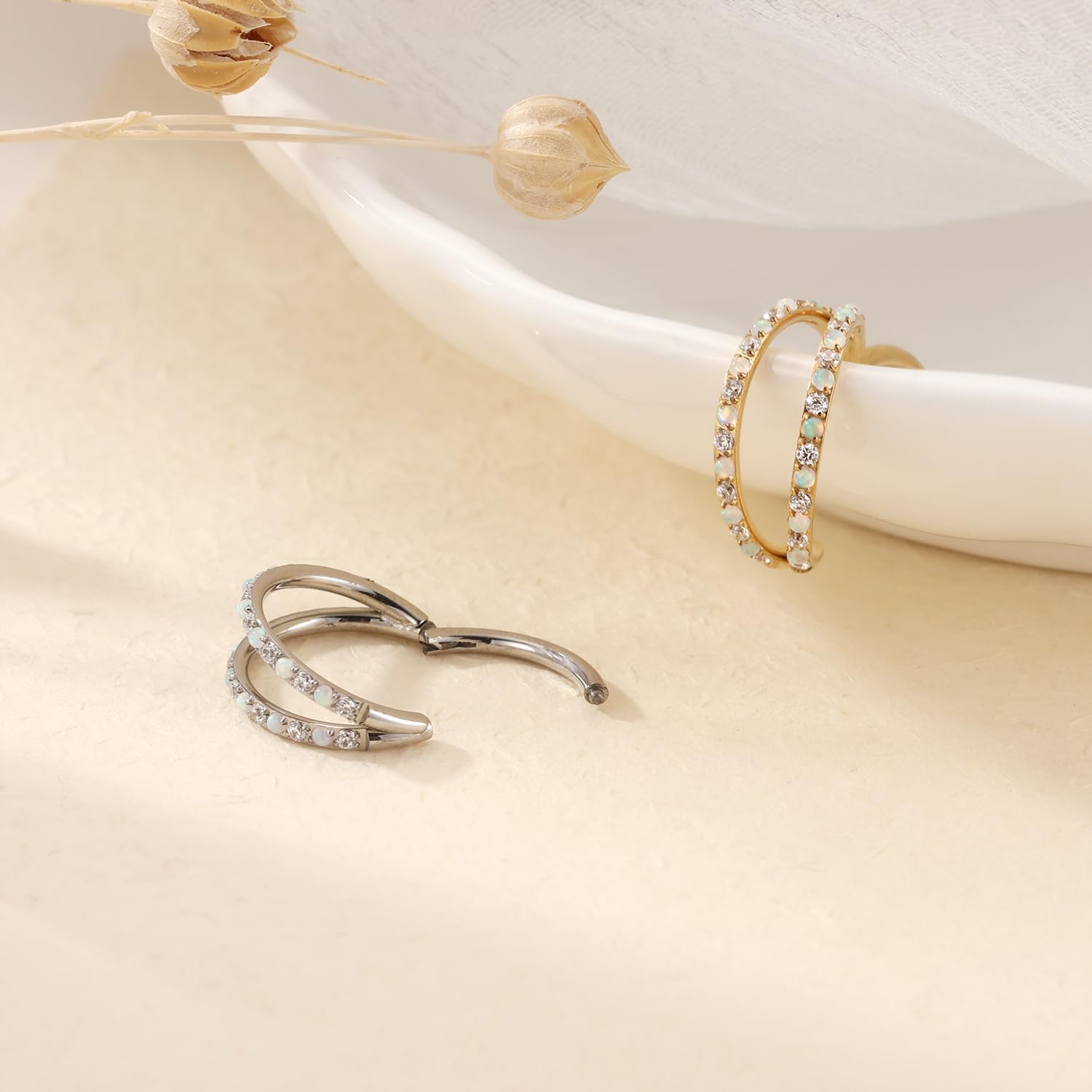 FUNLMO Double Septum Nose Ring 16G Helix Daith Cartilage Conch Lobe Piercing Jewelry Septum Jewelry Cartilage Earring Hoop Surgi