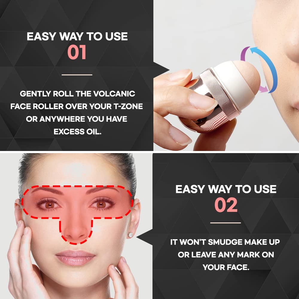 Korean Beauty Oil-Absorbing Volcanic Face Roller, Portable And Reusable Skincare Tool For Oily Skin, Shine Control, Oil Absorber