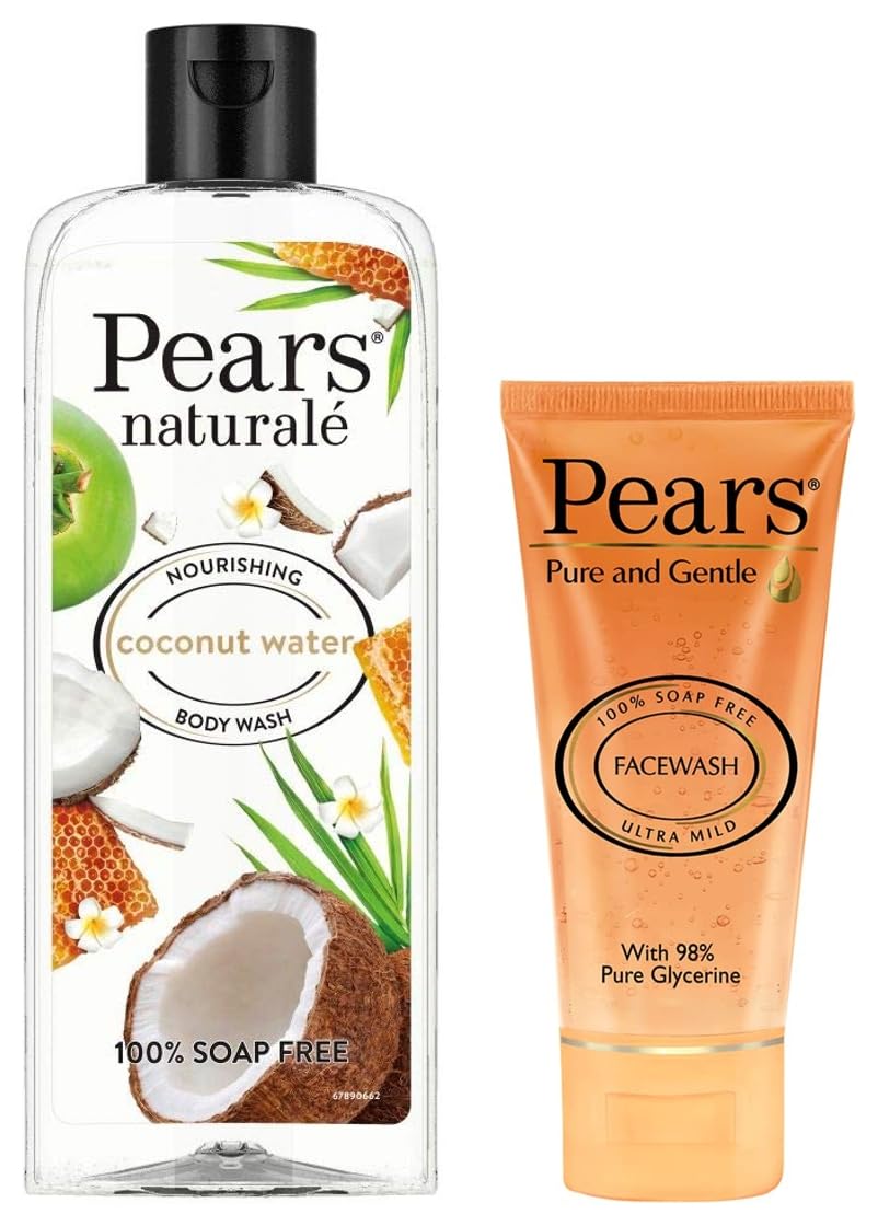 Pears Pure And Gentle Daily Cleansing Facewash, 60 G & Pears Naturale Nourishing Coconut Water Bodywash, 250 Ml