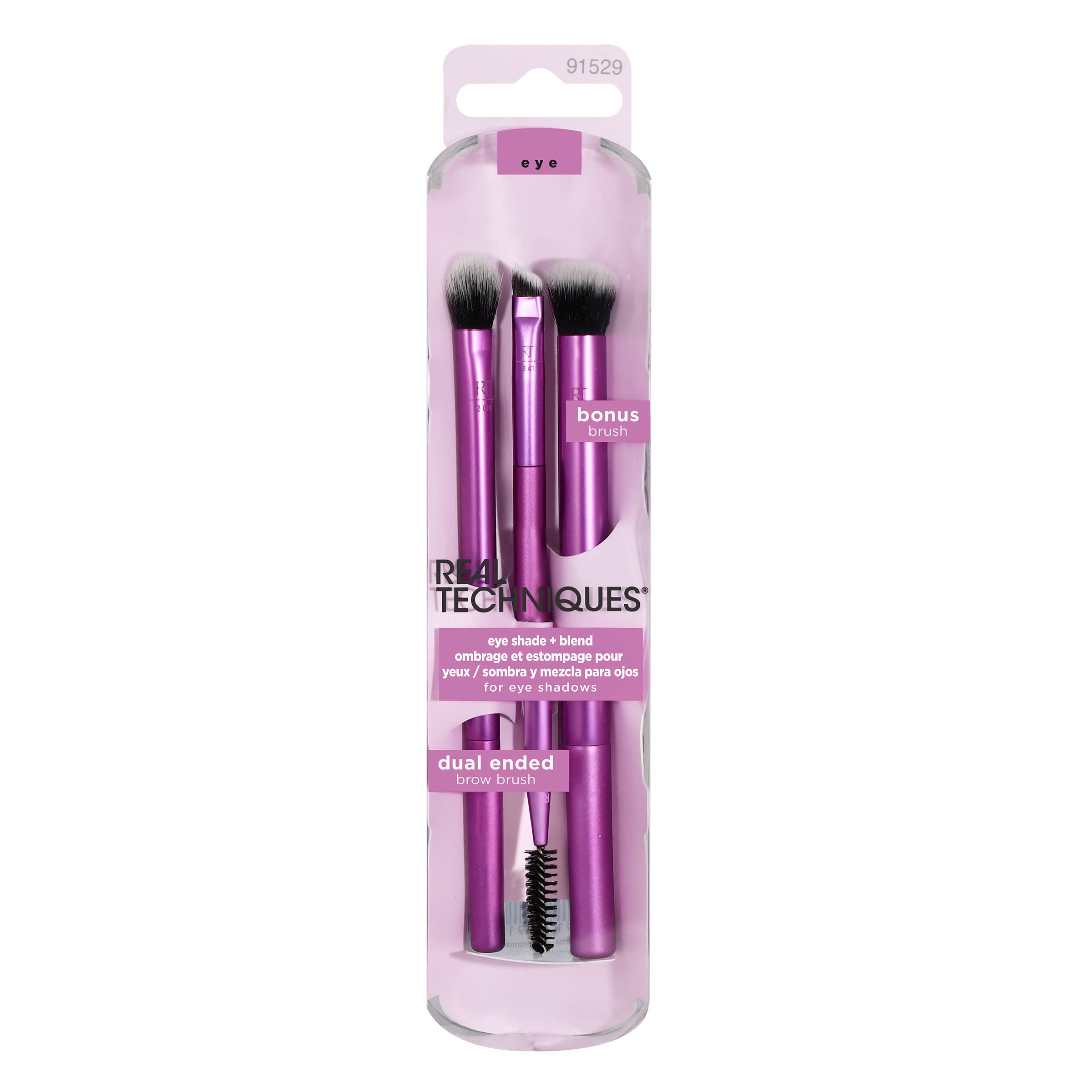 Real Techniques Eye Shade & Blend Makeup Brush Trio, For Eyeshadow & Liner, Makeup Tools for Shaping & Grooming Brows, Defined M
