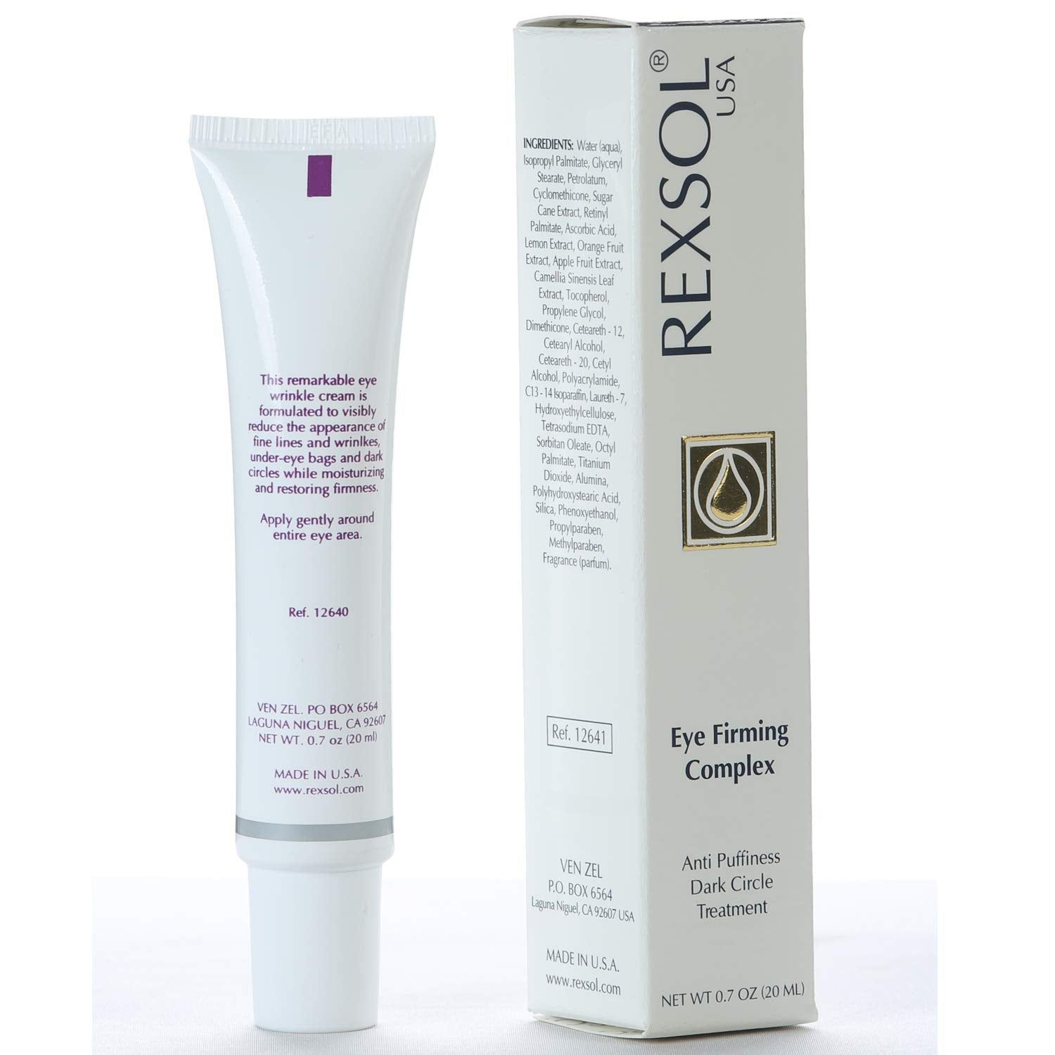 REXSOL Eye Firming Complex Anti-Puffiness & Dark Circle Treatment | Under Eye Cream For Dark Circles and Puffiness (20 ml/0.7 oz