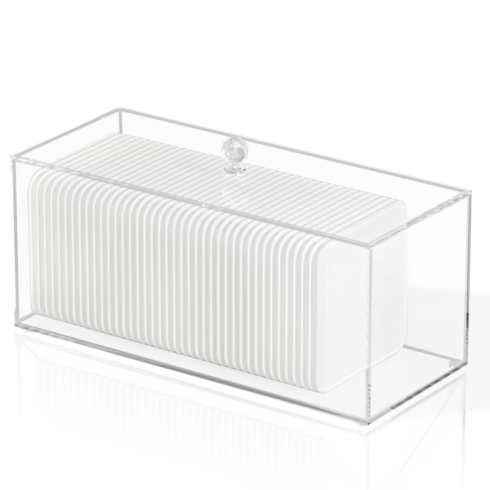 JHJFRAWY Acrylic Clean Pad Storage Box for Clean Skin Club - Cotton Holder, Square Organizer (Pads Not Included) - Horizontal Wi
